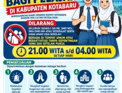 Bupati Kotabaru Terbitkan Surat Edaran Pembatasan Bagi Pelajar Beraktivitas Hingga Pukul 21.00 WITA